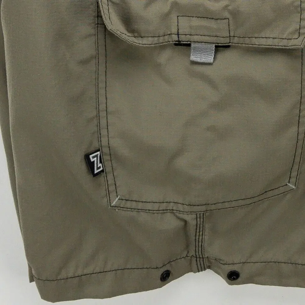 Zoic Men's 2XL Mountain Bike Cargo Shorts Ripstop Nylon Elastic Waist Beige